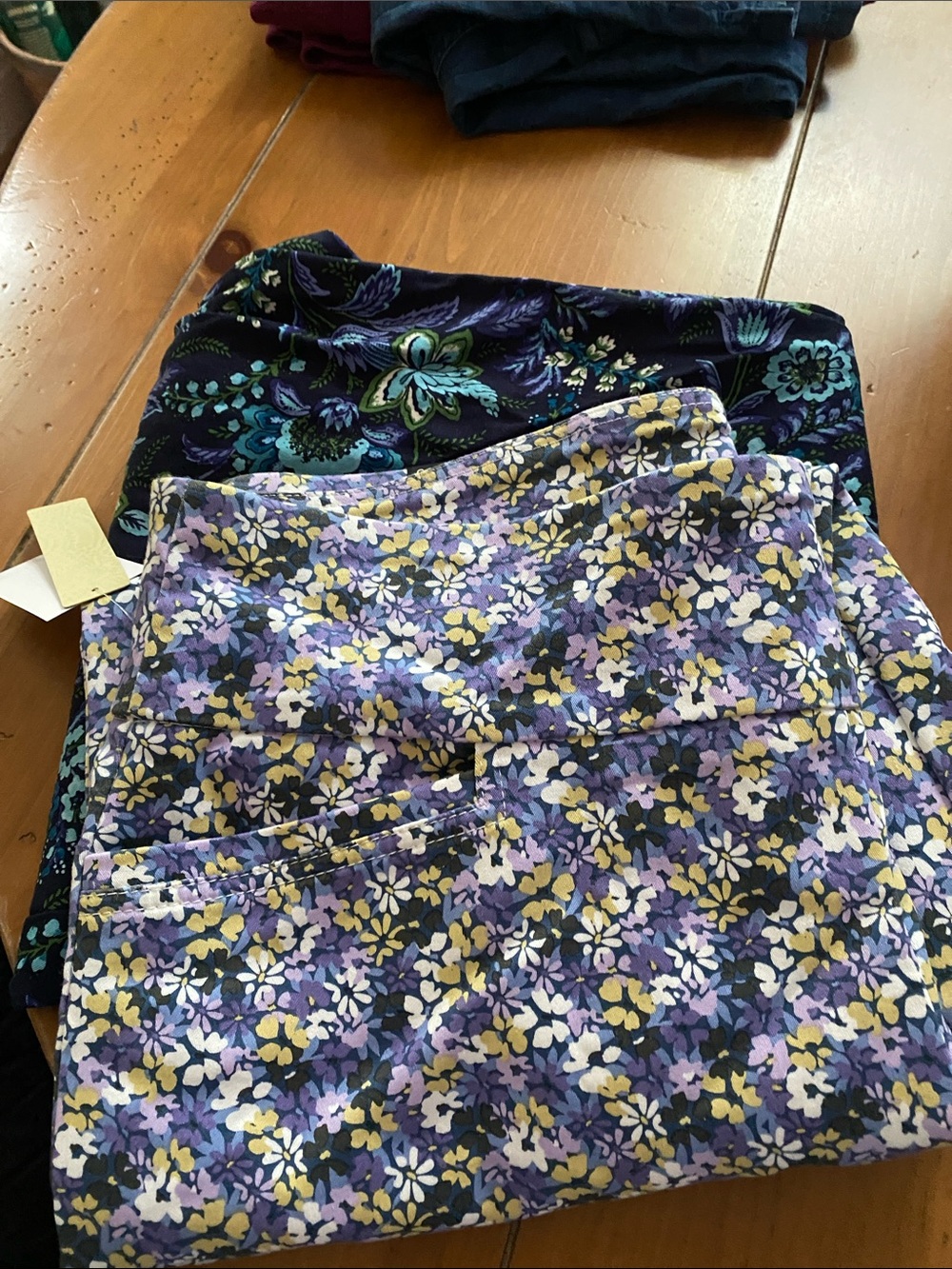 Two pair floral stretch capris - size 14 - new